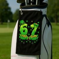 Lucky St Patrick's Day 67 Six Seven Drip Hands Golf Towel thumb 2