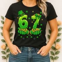 Lucky St Patrick's Day 67 Six Seven Drip Hands Women's T-Shirt thumb 2