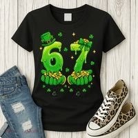 Lucky St Patrick's Day 67 Six Seven Drip Hands Women's T-Shirt thumb 3