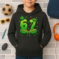 Lucky St Patrick's Day 67 Six Seven Drip Hands Kids Hoodie thumb 2
