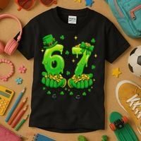 Lucky St Patrick's Day 67 Six Seven Drip Hands Kids T-Shirt thumb 3