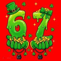 Lucky St Patrick's Day 67 Six Seven Drip Hands Santa Hat thumb 1