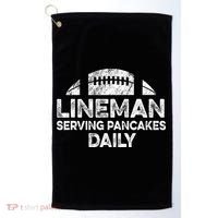 Lineman Serving Pancakes Daily Football Offensive Lineman Golf Towel thumb 0