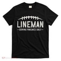 Lineman Serving Pancakes Daily Funny Vintage Football T-Shirt thumb 0
