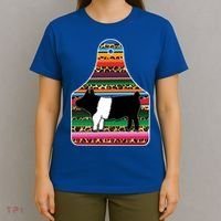 Livestock Show Pig Cheetah Serape Ear Tag Hamp Swine Gift T-Shirt thumb 4