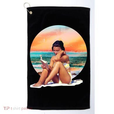 Lady Sunset Reading Book Golf Towel