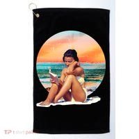 Lady Sunset Reading Book Golf Towel thumb 0
