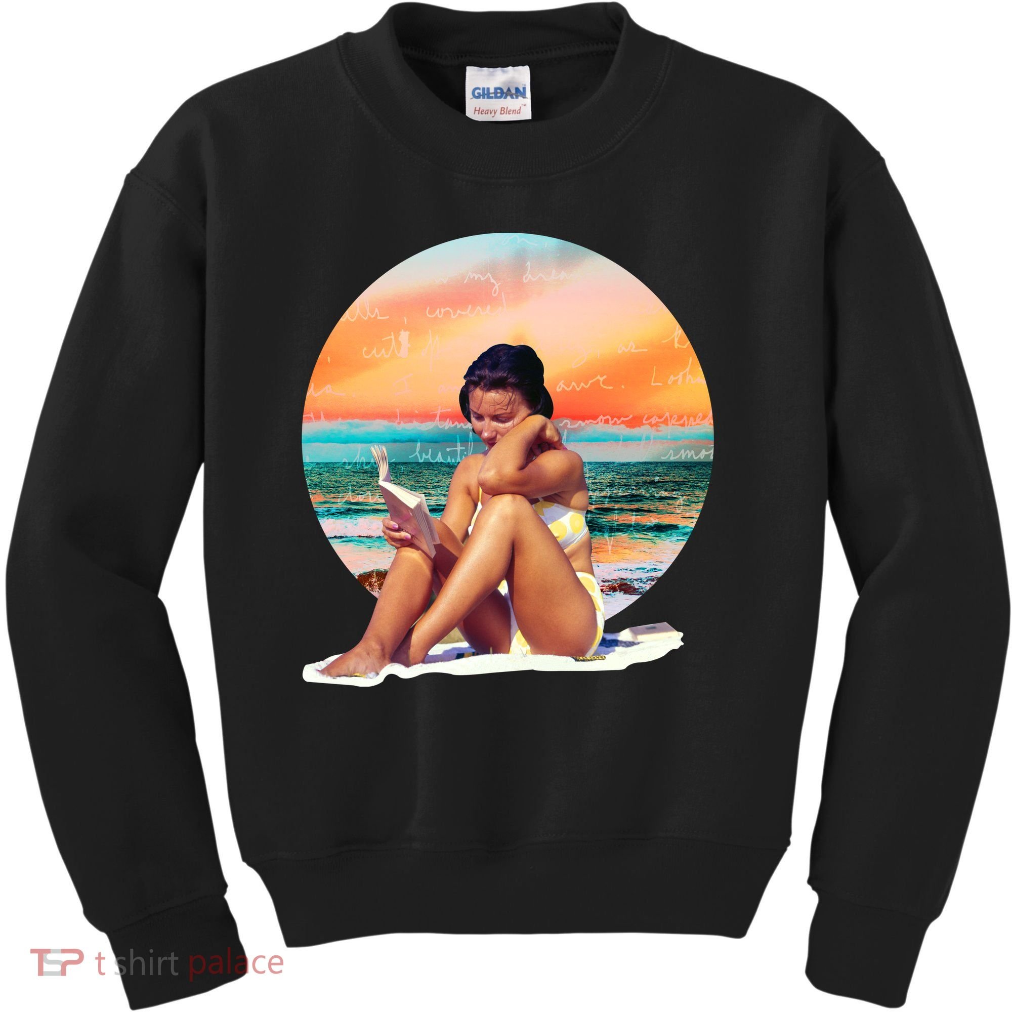 Lady Sunset Reading Book Kids Sweatshirt