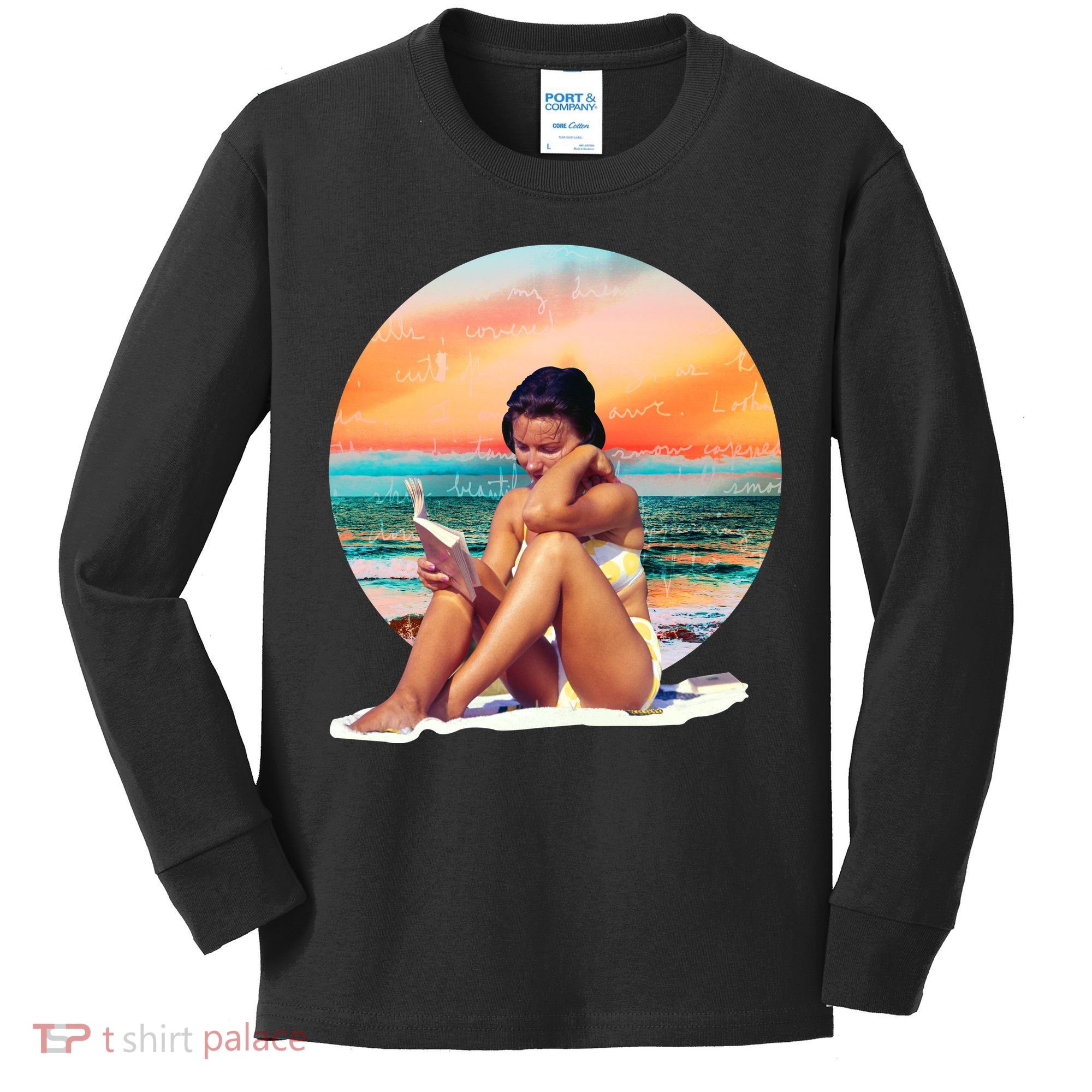 Lady Sunset Reading Book Kids Long Sleeve Shirt
