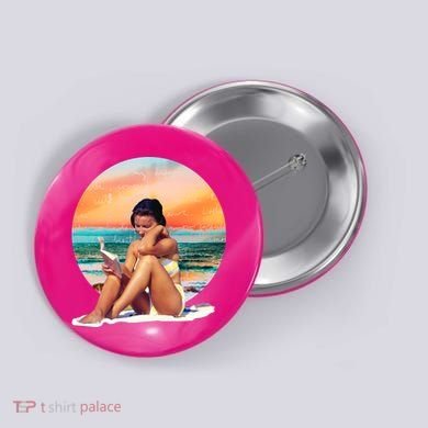 Lady Sunset Reading Book Button