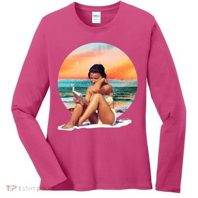 Lady Sunset Reading Book Women's Long Sleeve Shirt
