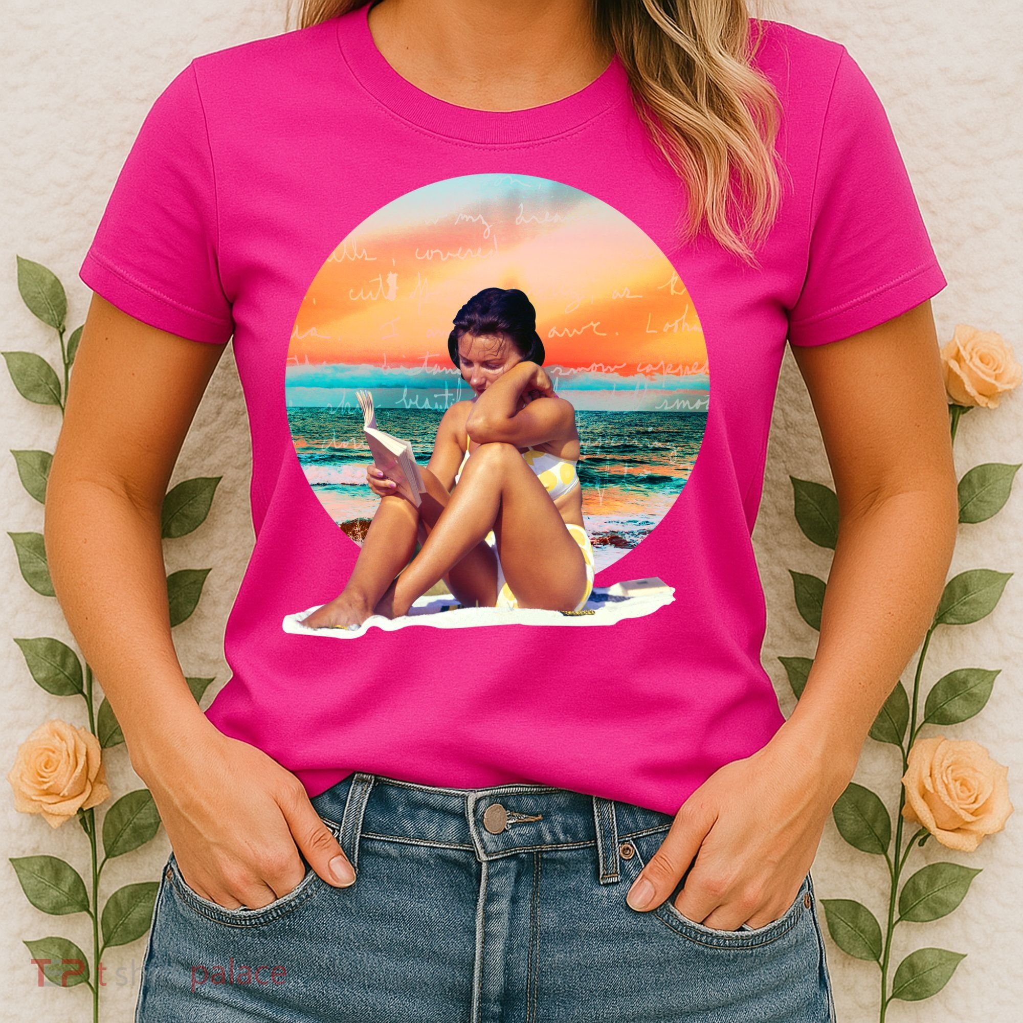 Lady Sunset Reading Book Women's T-Shirt