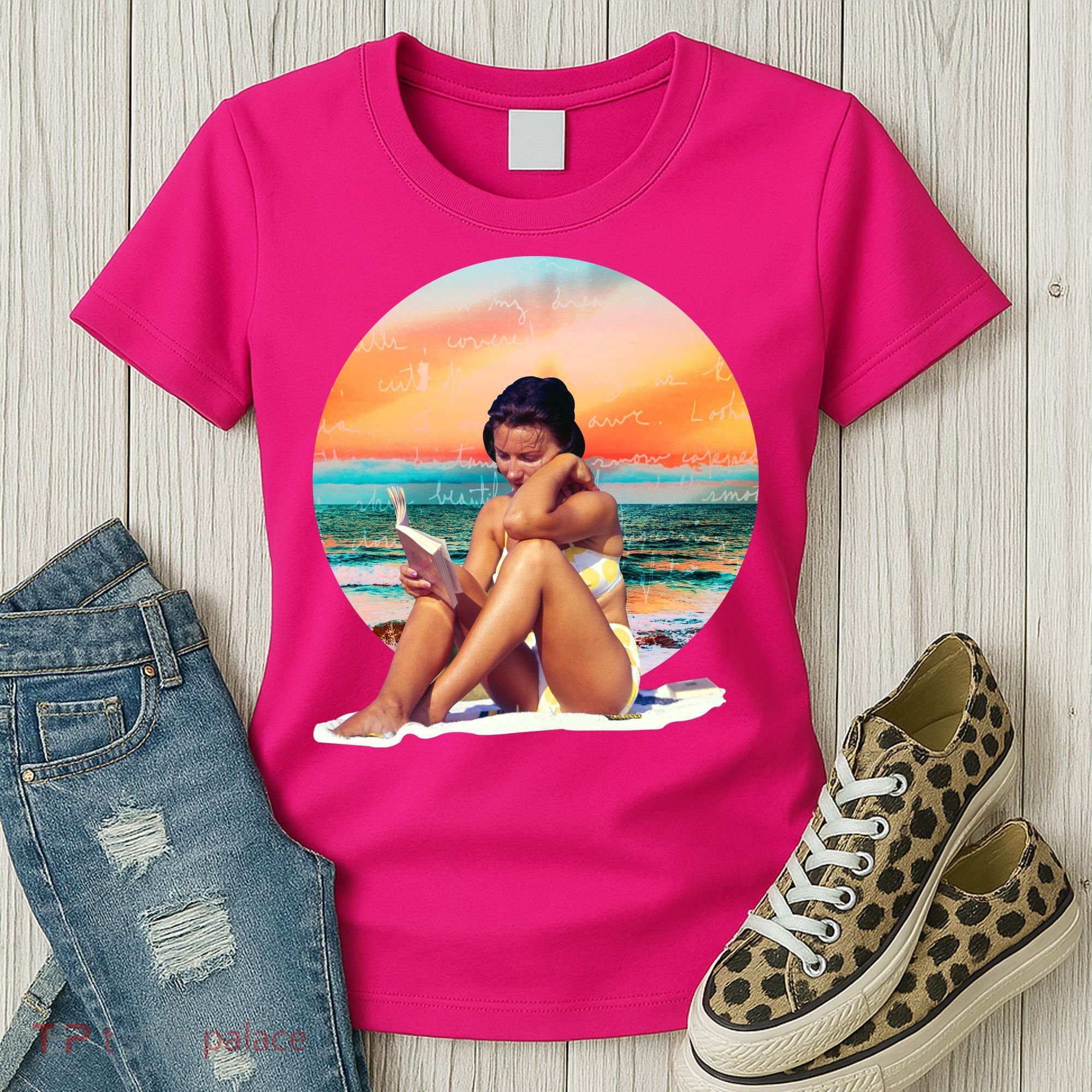 Lady Sunset Reading Book Women's T-Shirt