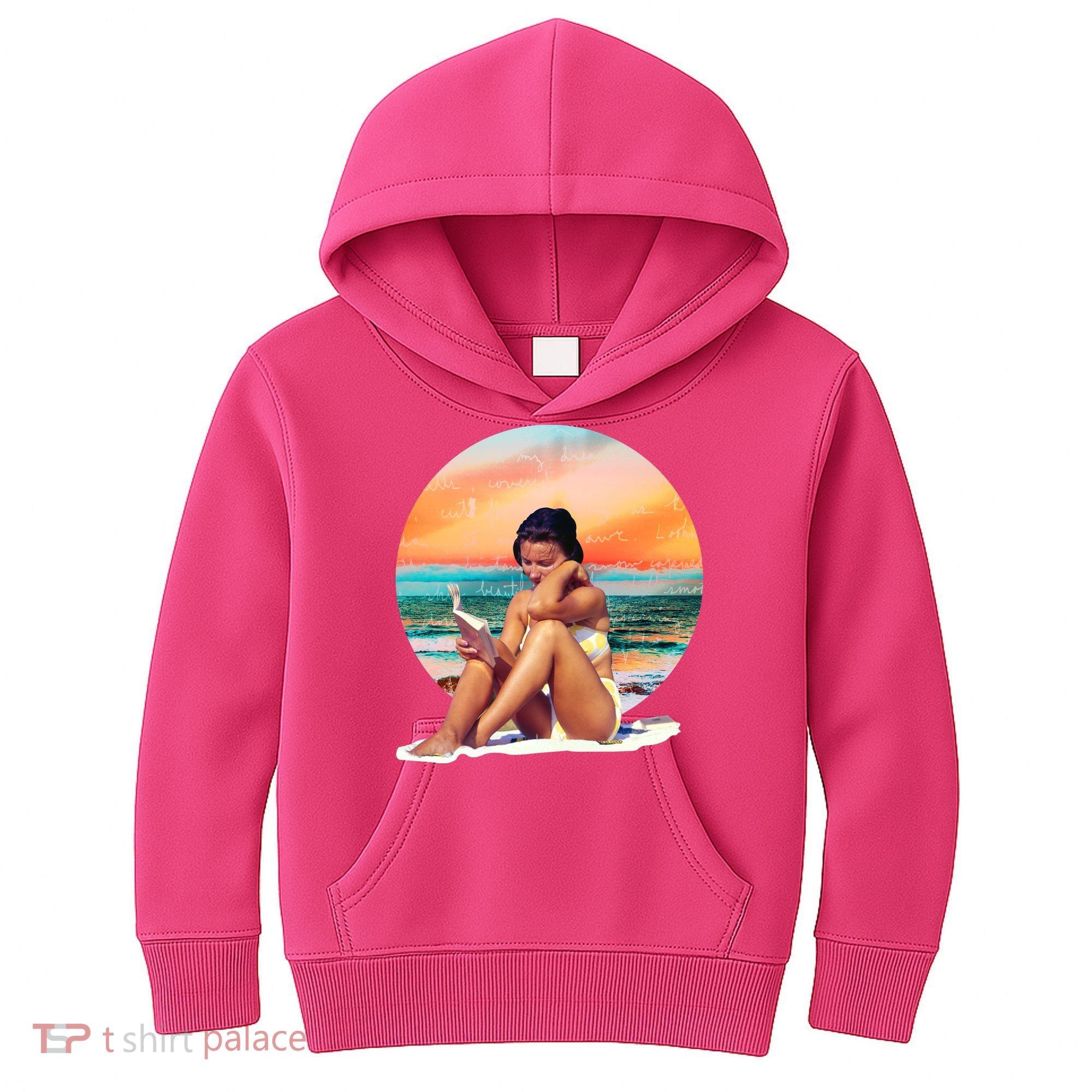 Lady Sunset Reading Book Kids Hoodie