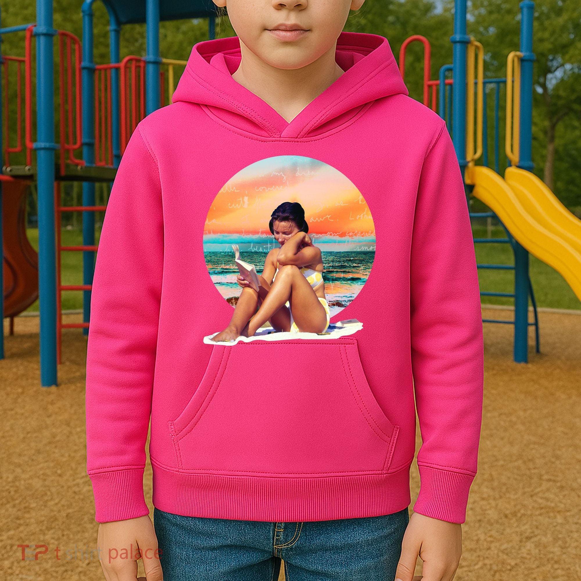 Lady Sunset Reading Book Kids Hoodie