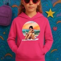 Lady Sunset Reading Book Kids Hoodie thumb 3