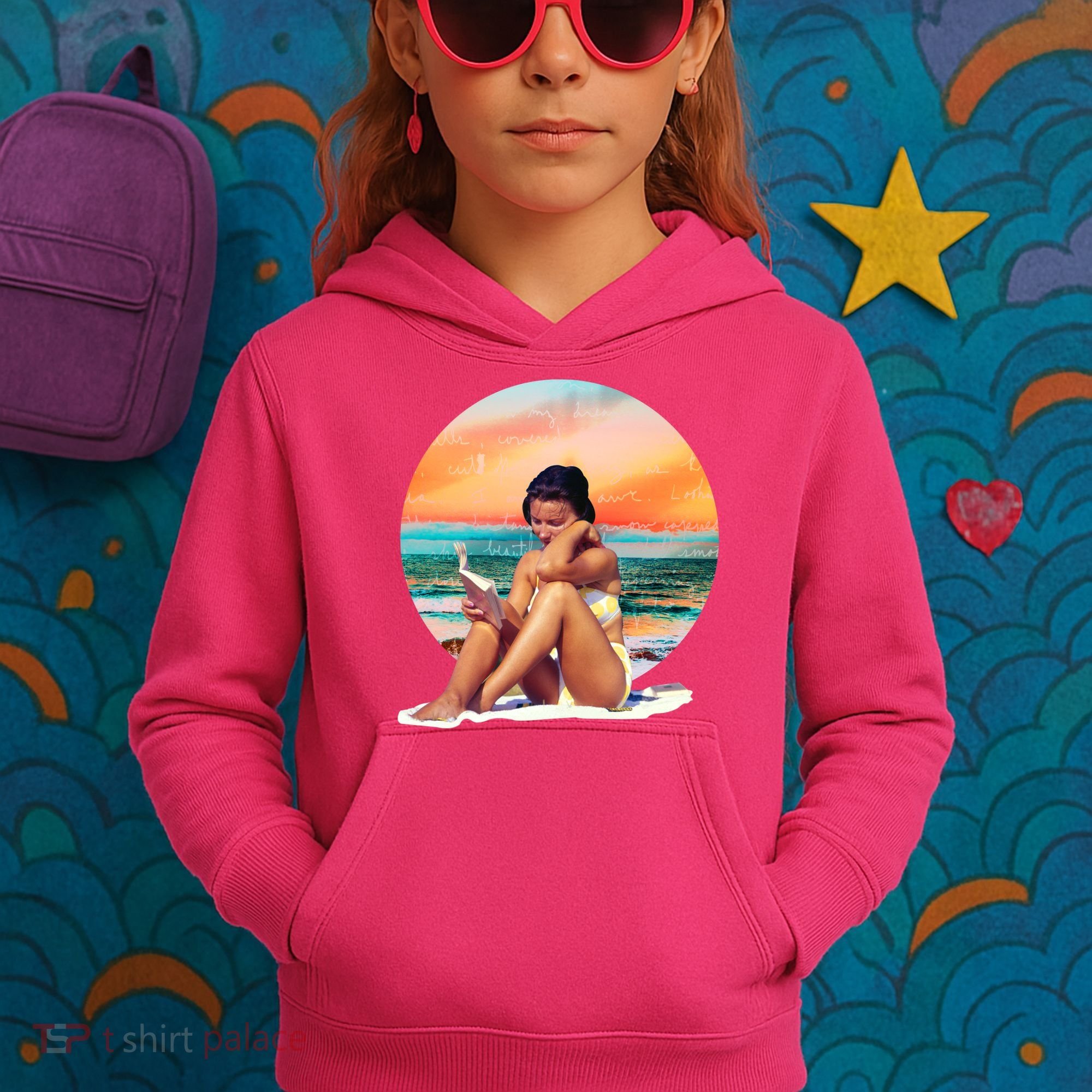 Lady Sunset Reading Book Kids Hoodie