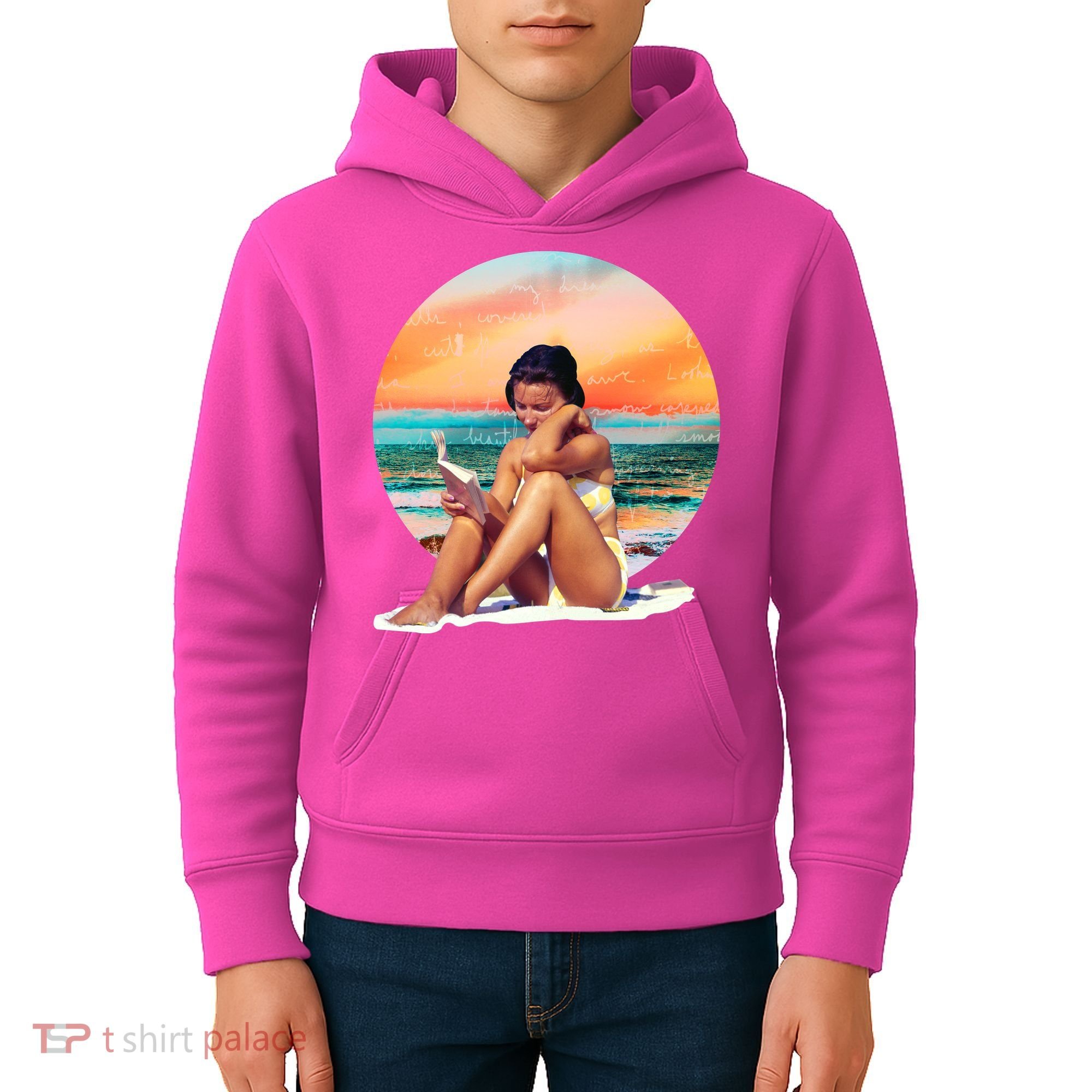 Lady Sunset Reading Book Kids Hoodie