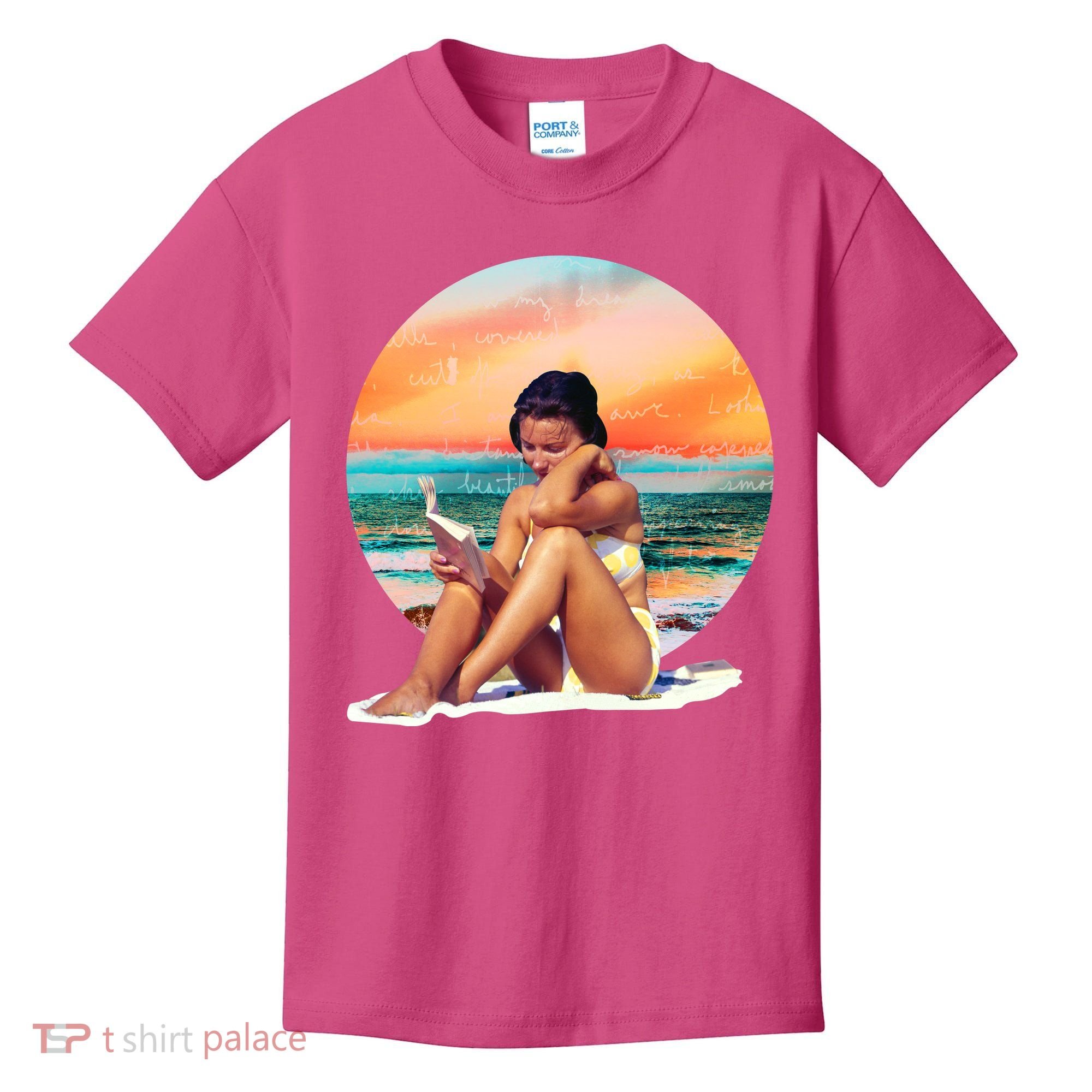 Lady Sunset Reading Book Kids T-Shirt