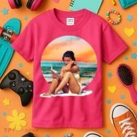 Lady Sunset Reading Book Kids T-Shirt thumb 3