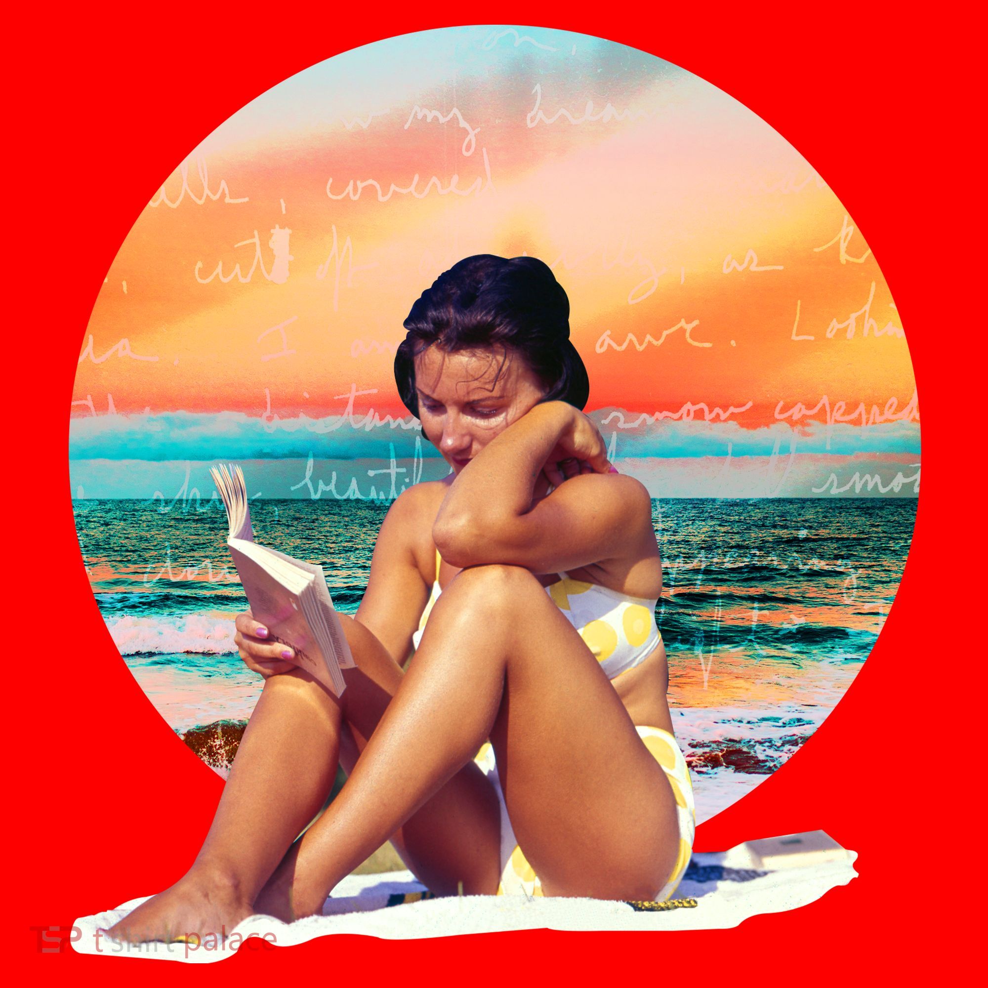 Lady Sunset Reading Book Santa Hat