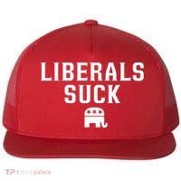 Liberals Suck Republican Party Elephant Conservatives Flat Bill Trucker Hat thumb 0
