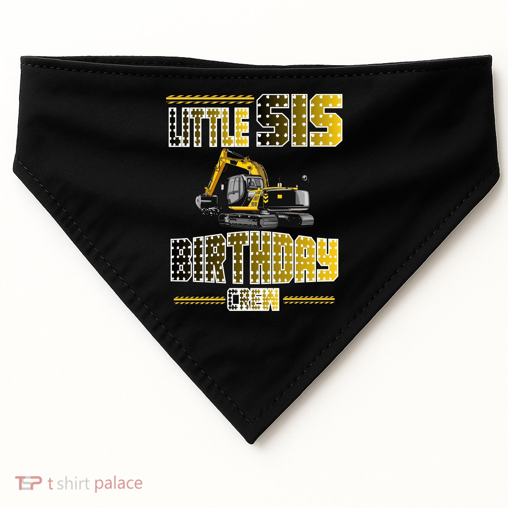 Little Sis Sister Birthday Crew Party Excavator USA-Made Doggie Bandana