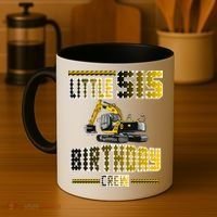 Little Sis Sister Birthday Crew Party Excavator Coffee Mug thumb 4