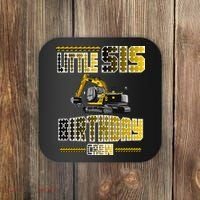 Little Sis Sister Birthday Crew Party Excavator Coaster thumb 0