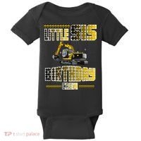 Little Sis Sister Birthday Crew Party Excavator Baby Bodysuit thumb 0