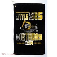 Little Sis Sister Birthday Crew Party Excavator Golf Towel thumb 0