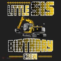Little Sis Sister Birthday Crew Party Excavator Golf Towel thumb 3