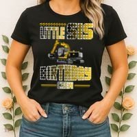 Little Sis Sister Birthday Crew Party Excavator Women's T-Shirt thumb 2