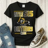 Little Sis Sister Birthday Crew Party Excavator Women's T-Shirt thumb 3