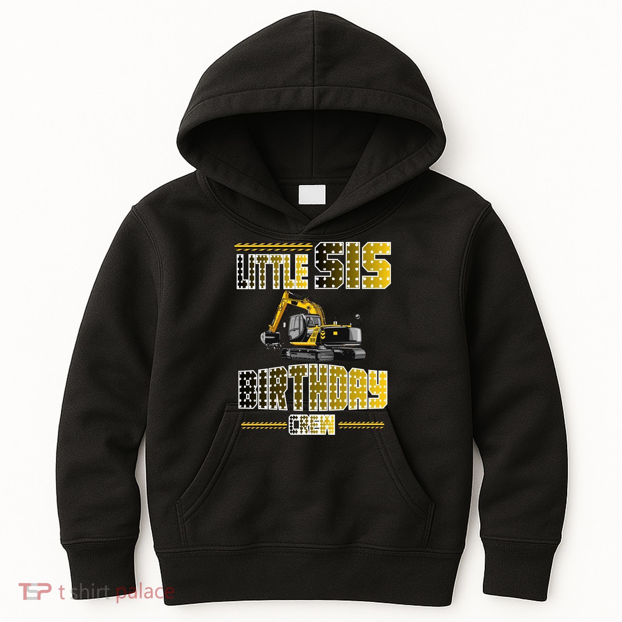 Little Sis Sister Birthday Crew Party Excavator Kids Hoodie