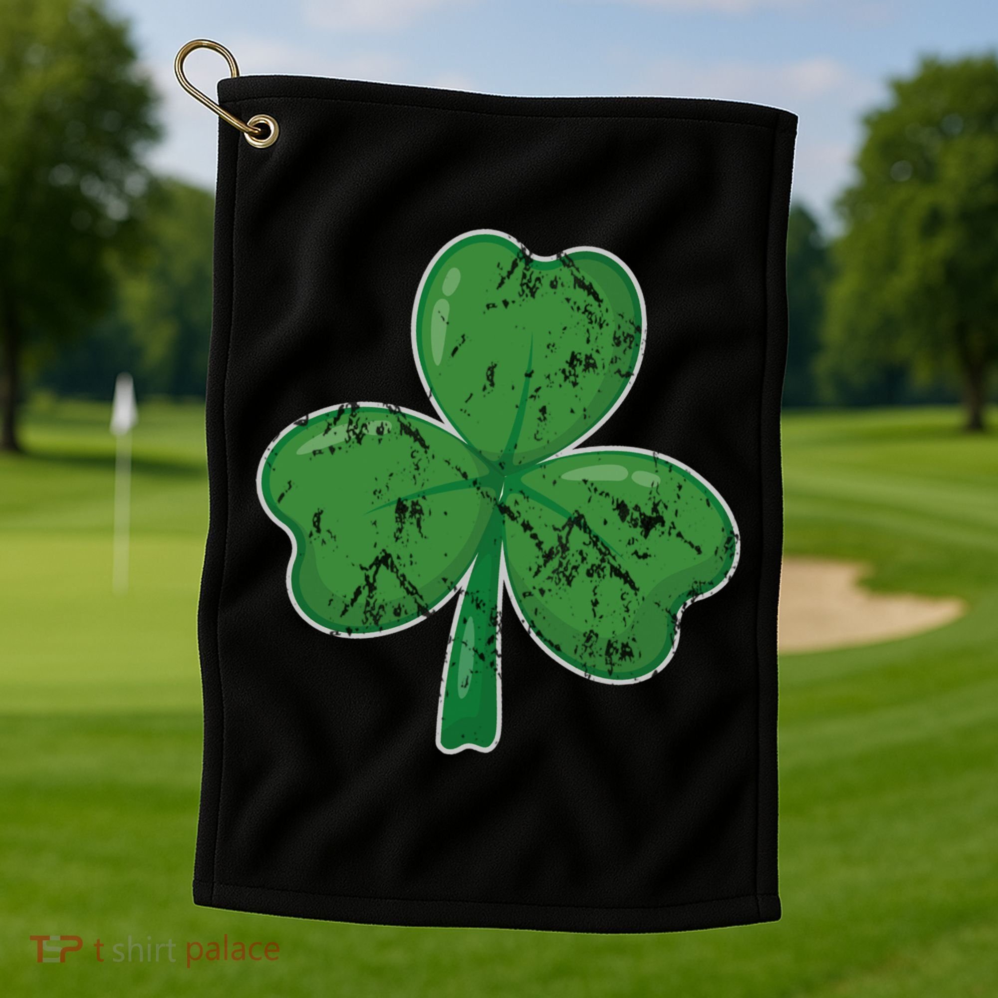Lucky Shamrock St Patricks Day Golf Towel