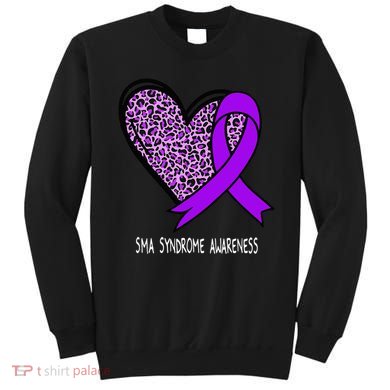 Leopard SMA Syndrome Awareness Purple Ribbon Heart Sweatshirt