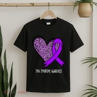 Leopard SMA Syndrome Awareness Purple Ribbon Heart T-Shirt thumb 2
