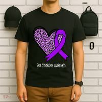 Leopard SMA Syndrome Awareness Purple Ribbon Heart T-Shirt thumb 6