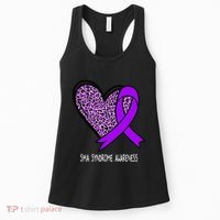 Leopard SMA Syndrome Awareness Purple Ribbon Heart Women's Tank Top thumb 0