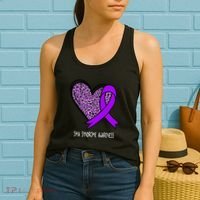 Leopard SMA Syndrome Awareness Purple Ribbon Heart Women's Tank Top thumb 2