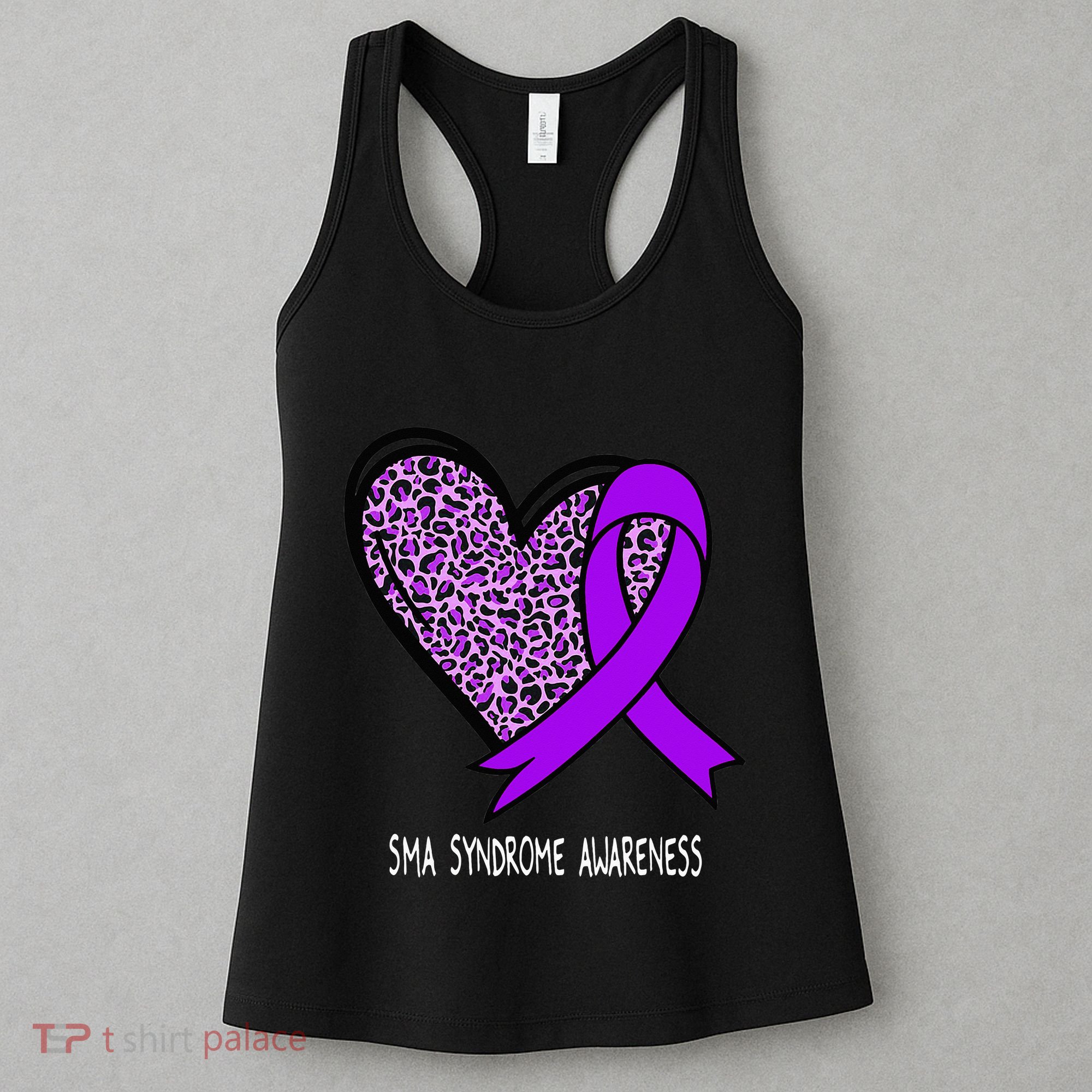 Leopard SMA Syndrome Awareness Purple Ribbon Heart Women's Tank Top