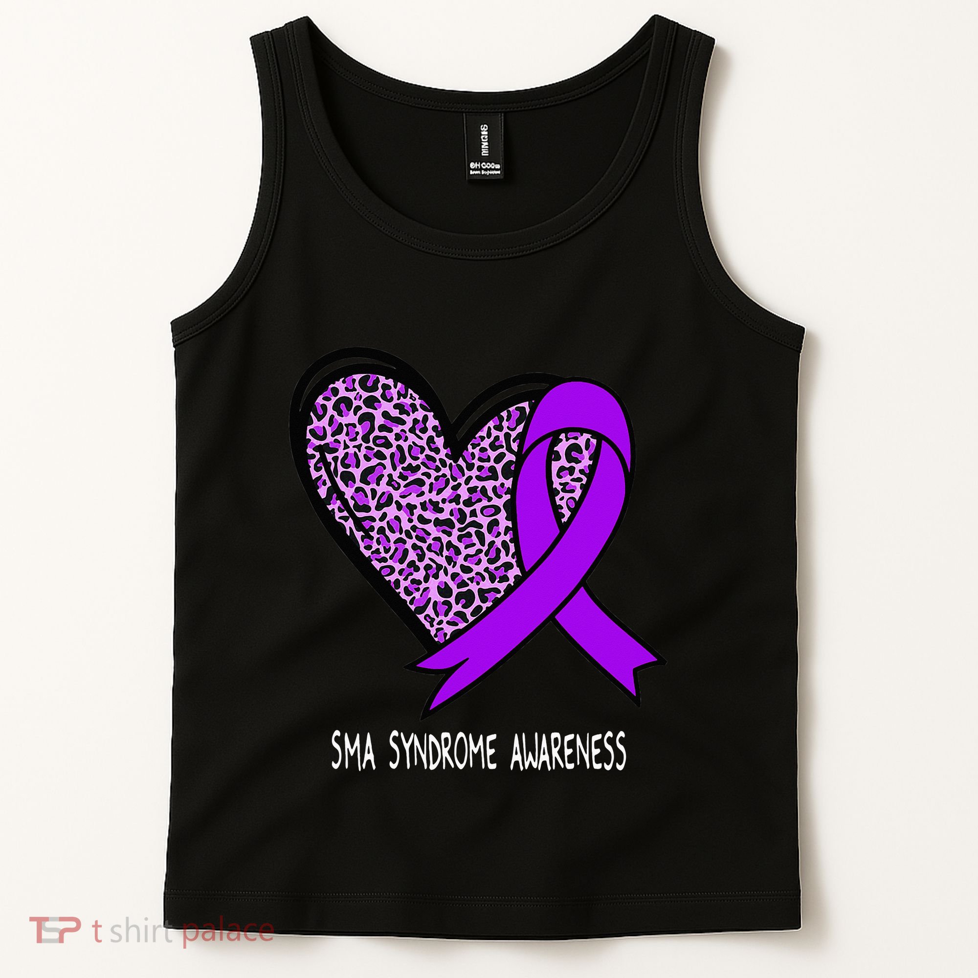 Leopard SMA Syndrome Awareness Purple Ribbon Heart Tank Top