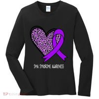 Leopard SMA Syndrome Awareness Purple Ribbon Heart Women's Long Sleeve Shirt thumb 0
