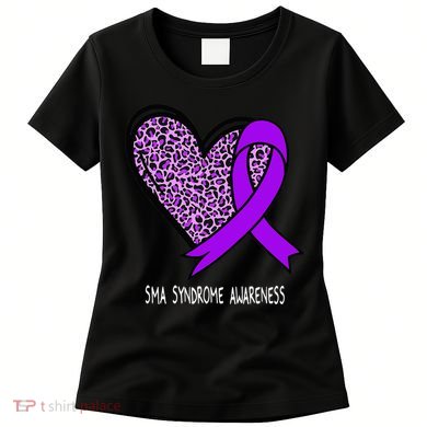 Leopard SMA Syndrome Awareness Purple Ribbon Heart Women's T-Shirt