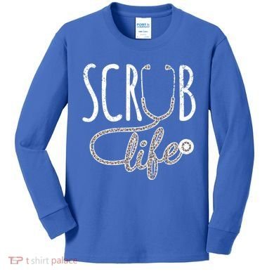 Leopard Stethoscope Scrub Life Registered Nurses Life Gift Kids Long Sleeve Shirt