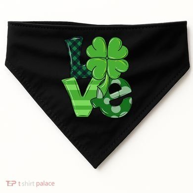 Love Shamrock St Patricks Day USA-Made Doggie Bandana