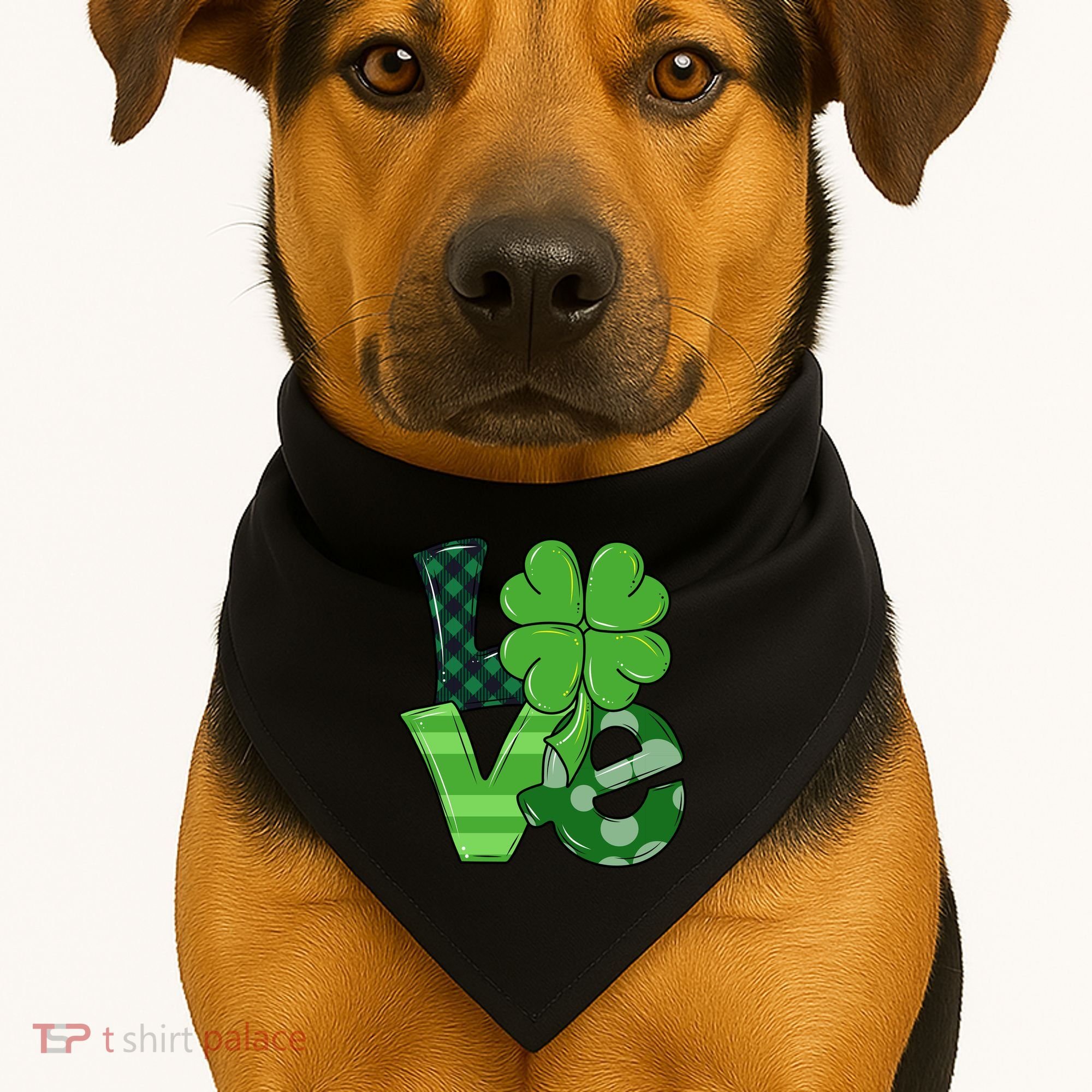Love Shamrock St Patricks Day USA-Made Doggie Bandana
