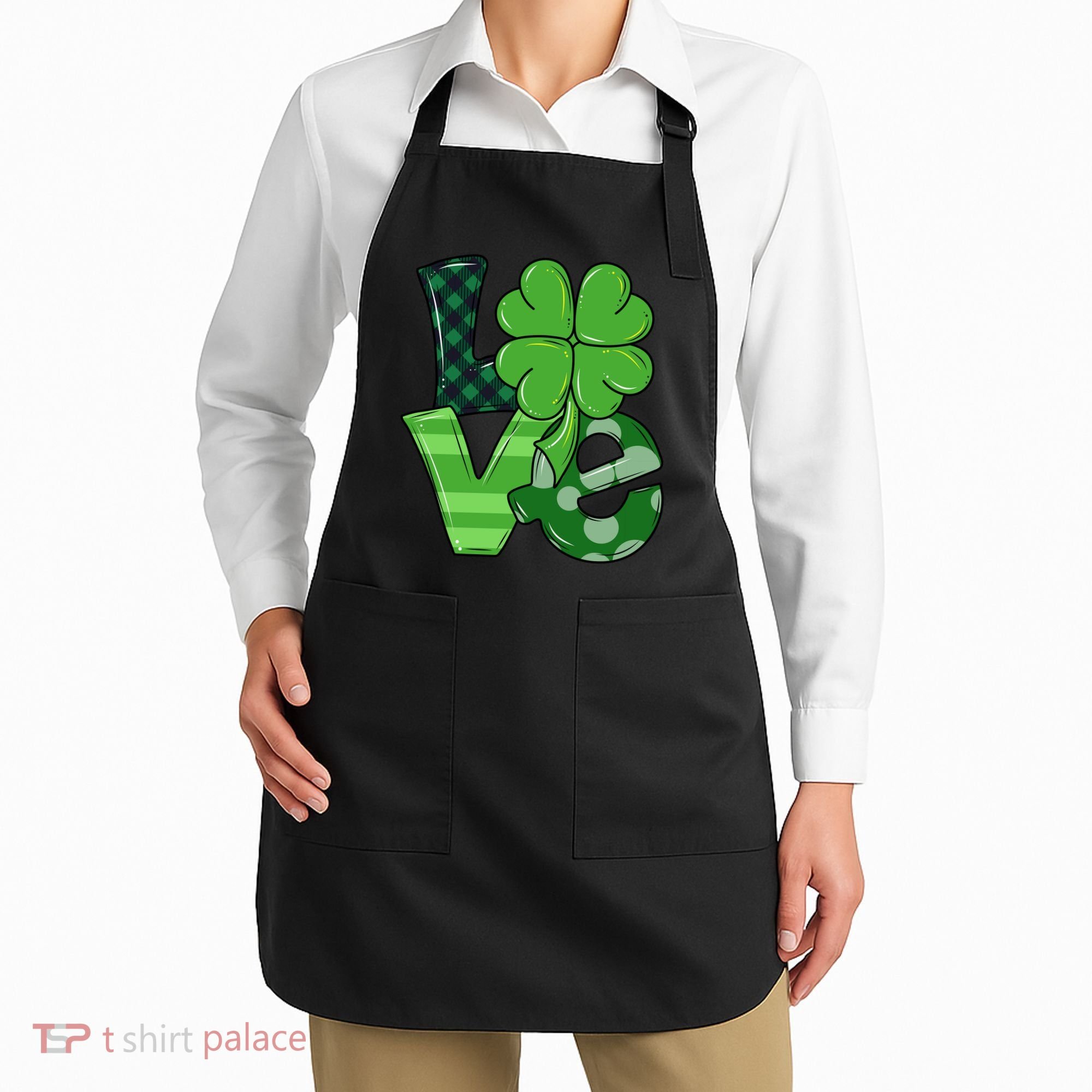 Love Shamrock St Patricks Day Apron