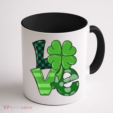 Love Shamrock St Patricks Day Coffee Mug back